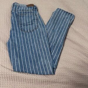 American Eagle Women’s Blue & White Pinstripe Mom Jeans - Size 4